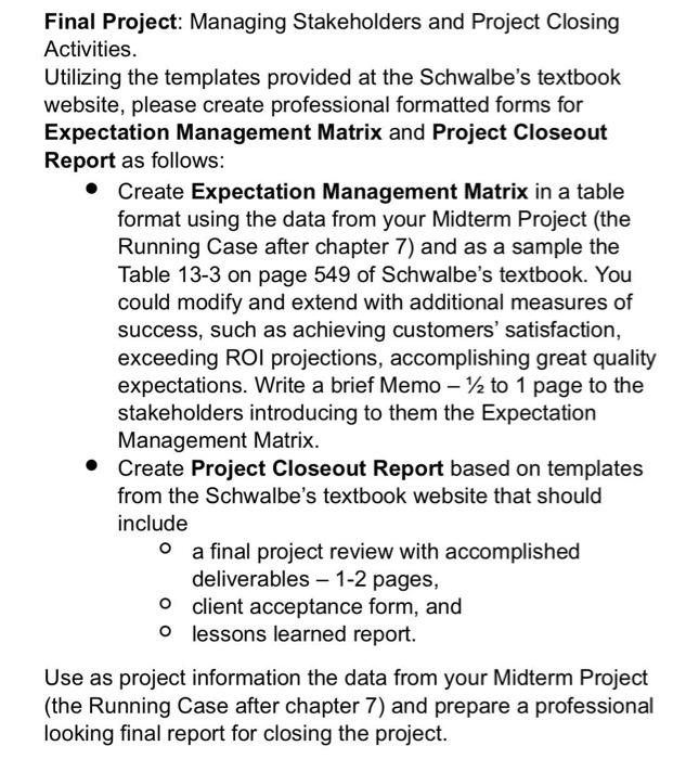 Solved I Client Acceptance/Project Completion Form Project | Chegg.com