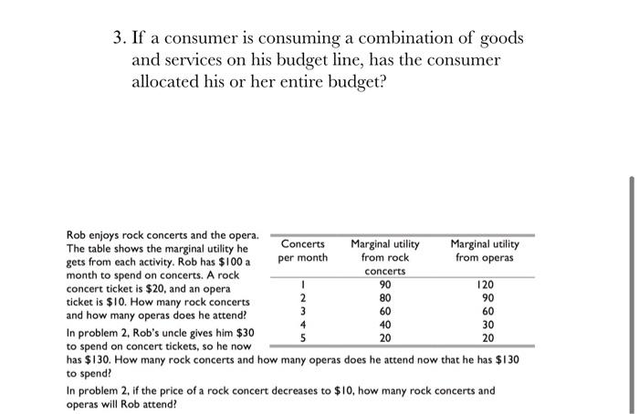 Solved 3. If A Consumer Is Consuming A Combination Of Goods | Chegg.com