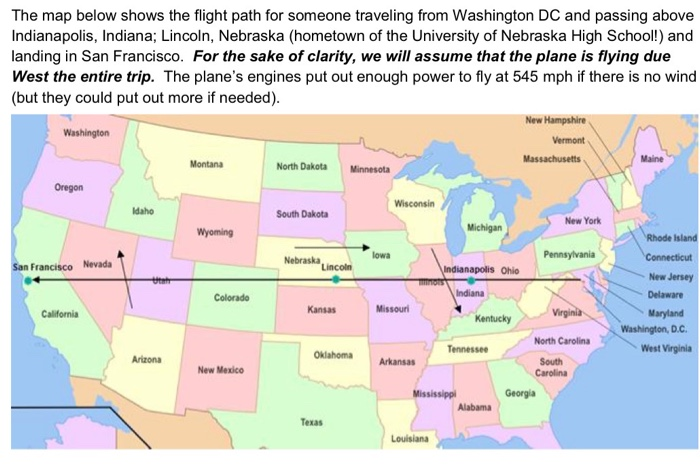 Solved The map below shows the flight path for someone Chegg