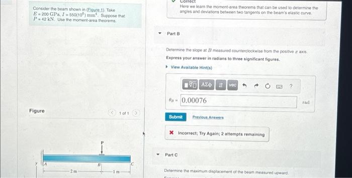 Solved Consider the beam shown in (Figure 1). Take E = 200 | Chegg.com
