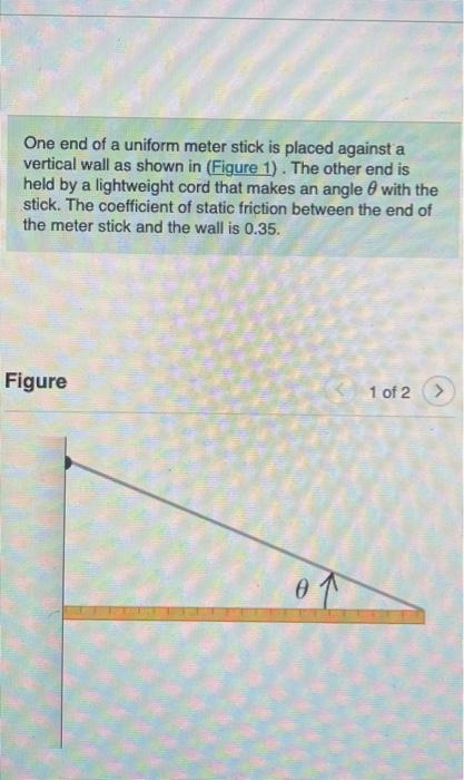 Solved One end of a uniform meter stick is placed against a | Chegg.com