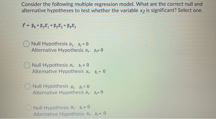 null and alternative hypothesis multiple regression