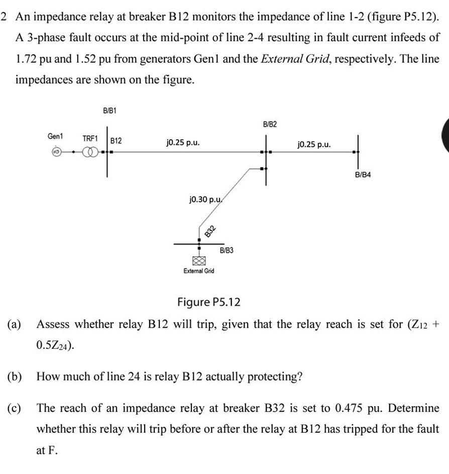 Solved 2 An impedance relay at breaker B12 monitors the