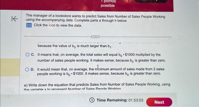 Solved K The manager of a bookstore wants to predict Sales | Chegg.com