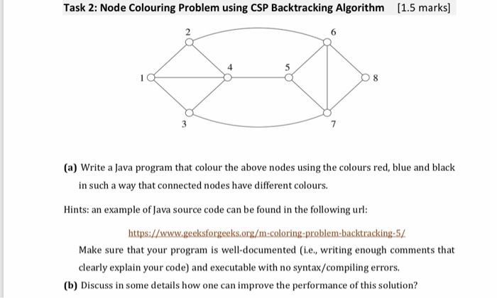 Task 2: Node Colouring Problem using CSP Backtracking | Chegg.com
