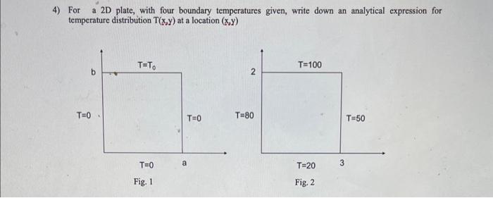 Solved 4) For a 2D plate, with four boundary temperatures | Chegg.com