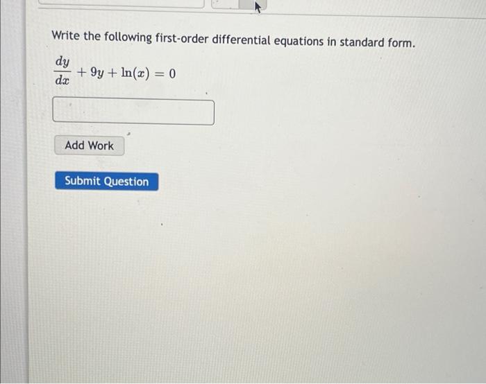 Solved Write the following first-order differential | Chegg.com