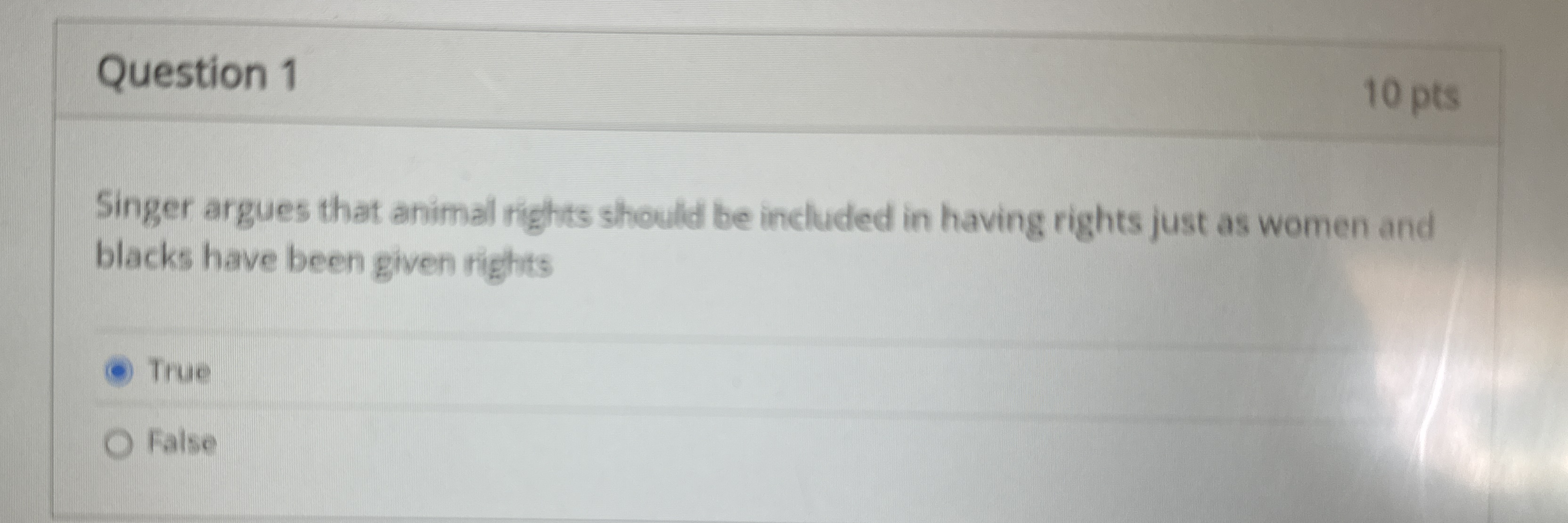 Solved Question 110 ﻿ptsSinger argues that animal rights | Chegg.com