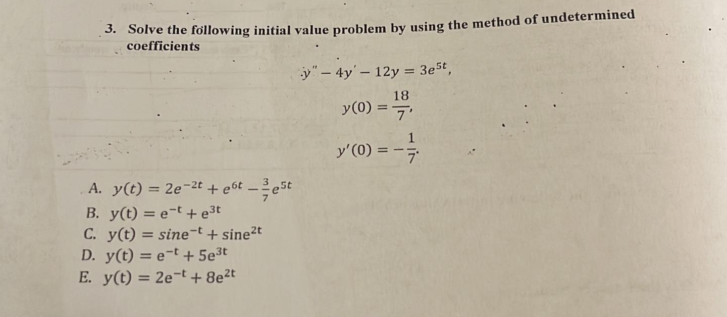 Solved Solve the following initial value problem by using | Chegg.com