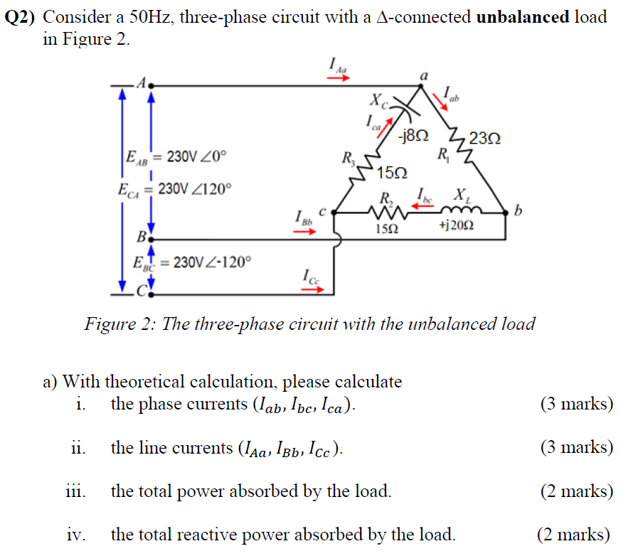 Solved Q2) ﻿Consider a 50 ﻿Hz , ﻿three-phase circuit with a | Chegg.com