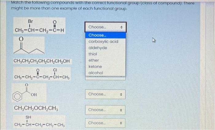 Solved Match the following compounds with the correct | Chegg.com