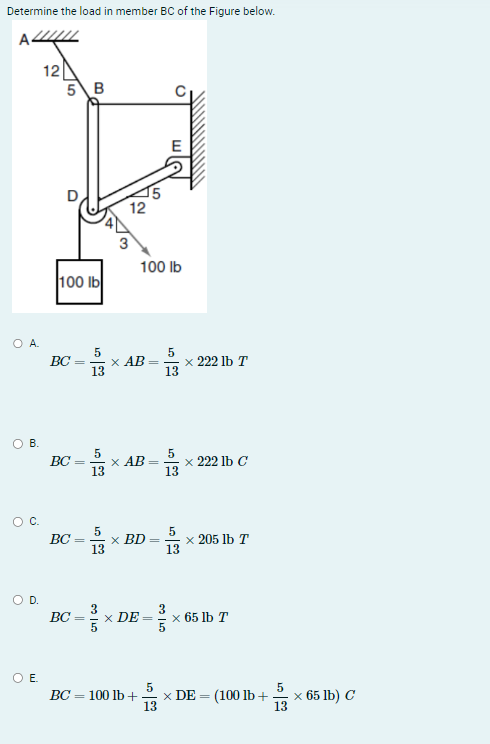 Solved Determine the load in member BC ﻿of the Figure | Chegg.com