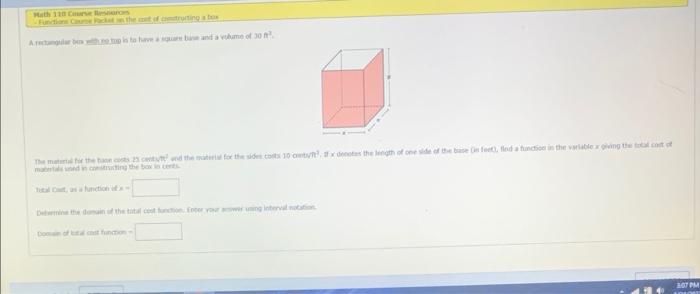Solved thear cret. an a function at is =A rectangular bew | Chegg.com