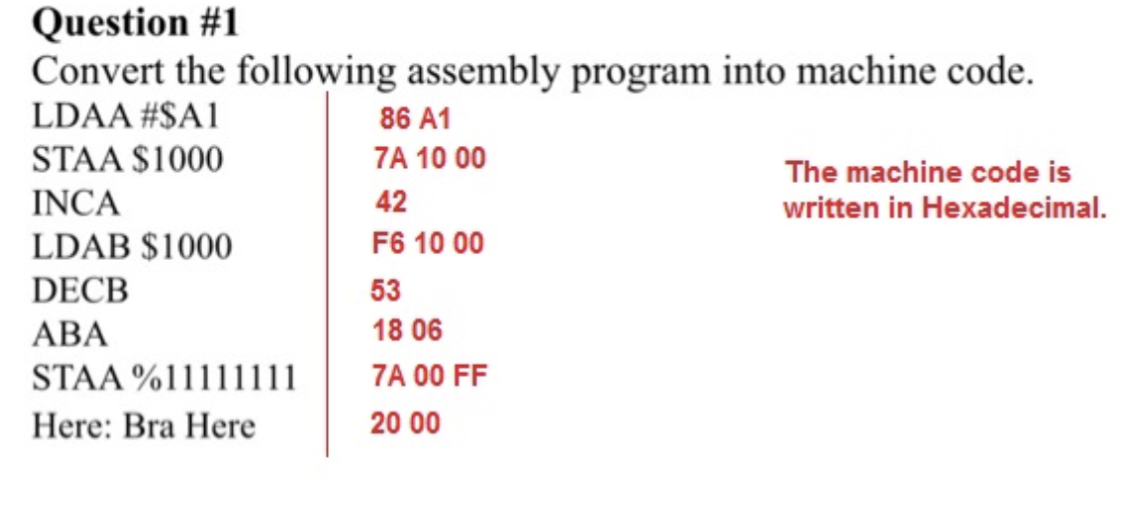 Solved Question #1 Convert the following assembly program | Chegg.com