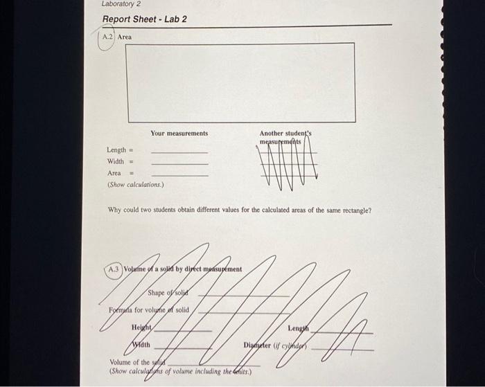 Your measurements Length = Width = Area = (Show