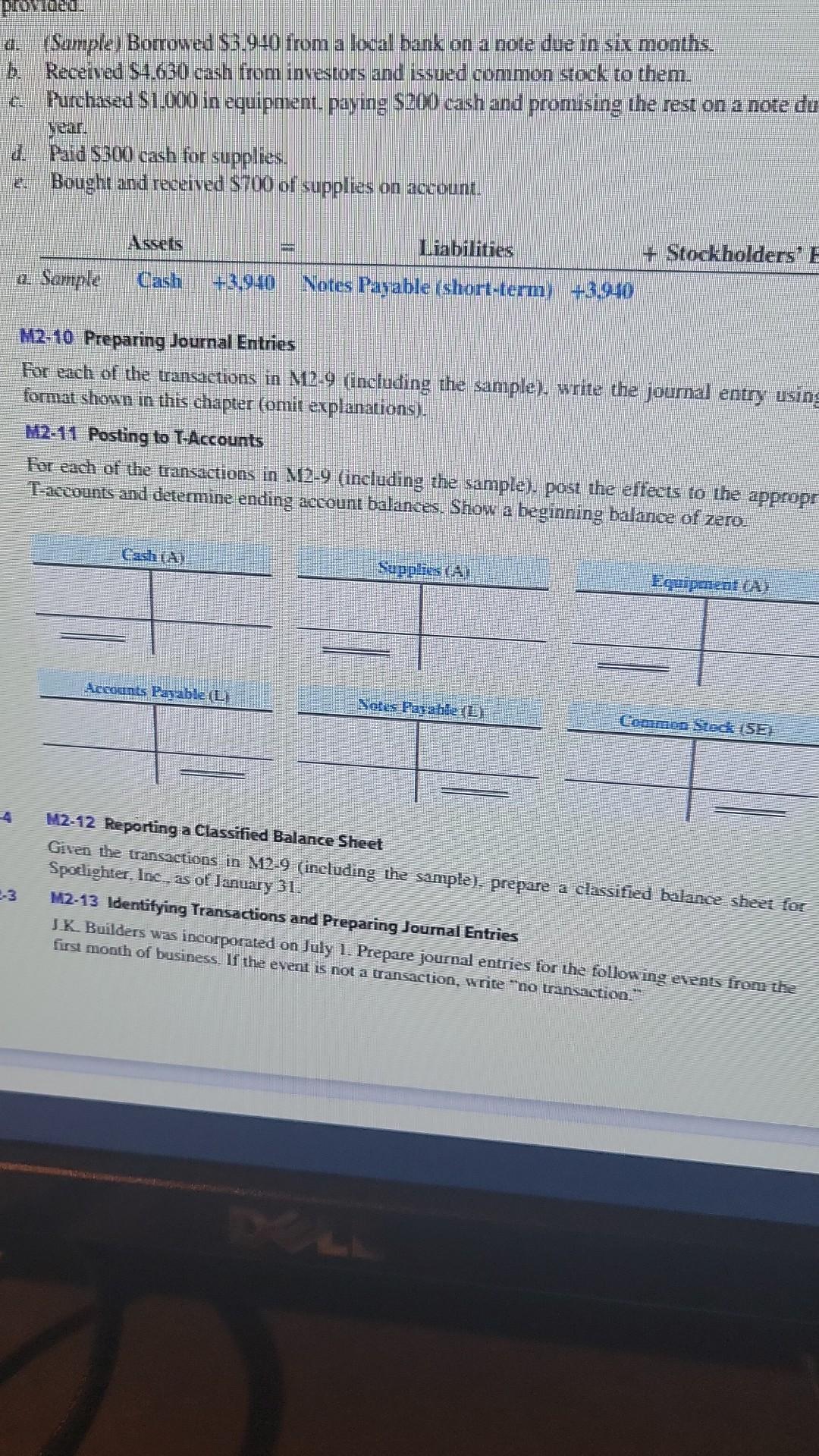 Solved 1. Analyzing Business Transactions 2. Journalising | Chegg.com