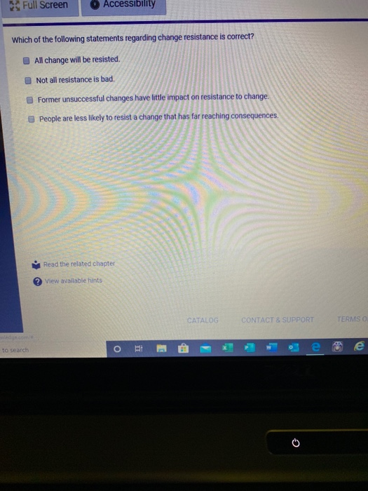 Solved Full Screen Accessibility Which of the following | Chegg.com