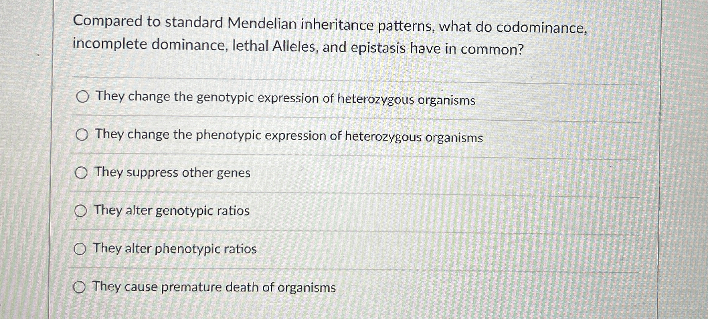 Solved Compared to standard Mendelian inheritance patterns, | Chegg.com