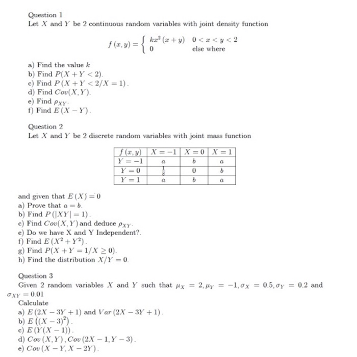 Solved A A Question 1 Let X And Y Be 2 Continuous Random Chegg Com