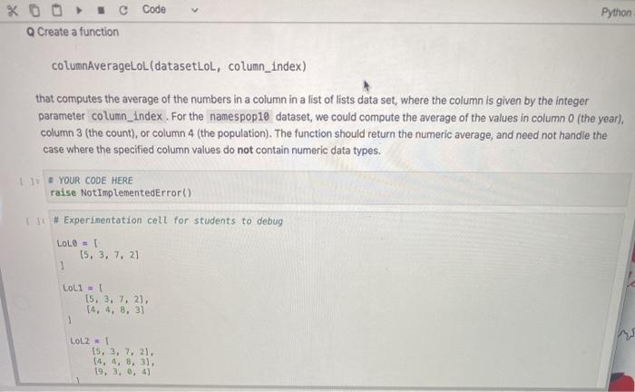 Solved Python хо он с Code Q Create a function | Chegg.com
