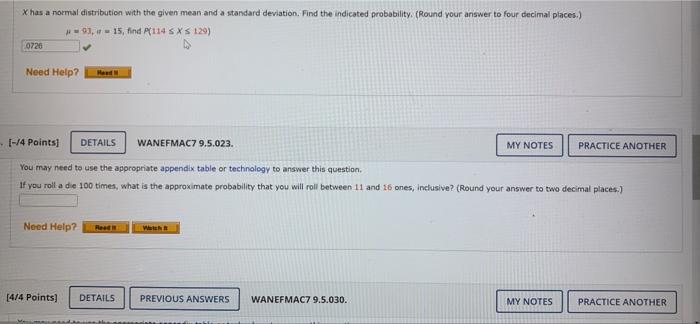Solved X has a normal distribution with the given mean and a | Chegg.com
