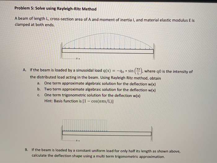 Problem 5 Solve Using Rayleigh Ritz Method A Beam Chegg Com