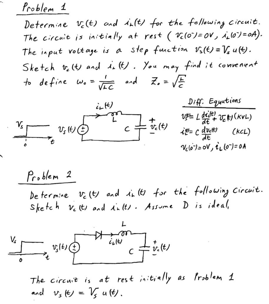 Solved Problem 1 Determine Vo(t) and in(t) for the following | Chegg.com