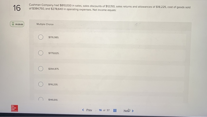 Solved 16 Cushman Company Had 810 000 In Sales Sales Chegg