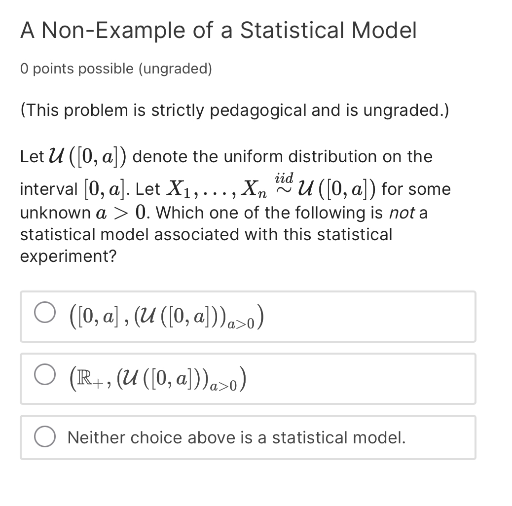 Solved A Non-Example of a Statistical Model0 ﻿points | Chegg.com