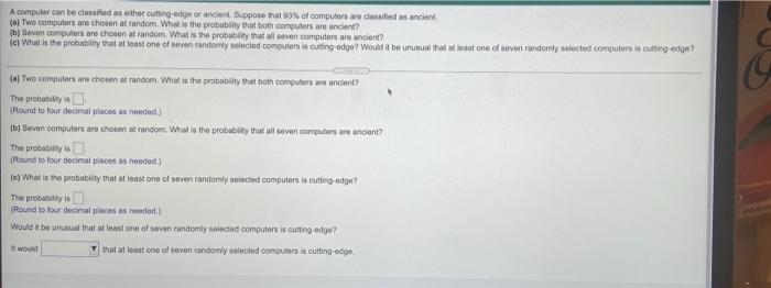 Solved A computer can be classified as either cutting edge | Chegg.com