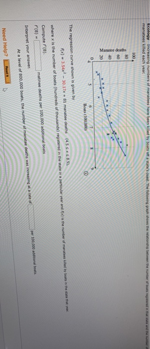 Solved Ecology increasing numbers of manatees have been | Chegg.com