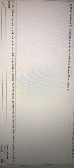 Solved (33%) Problem 3: Consider a ring of mass M, inner | Chegg.com