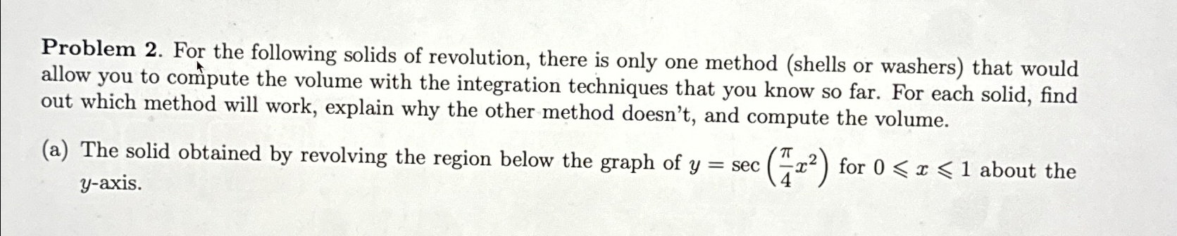 Solved Problem 2. ﻿For the following solids of revolution, | Chegg.com