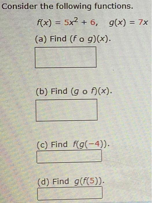 Solved Find the following values for the given functions. | Chegg.com