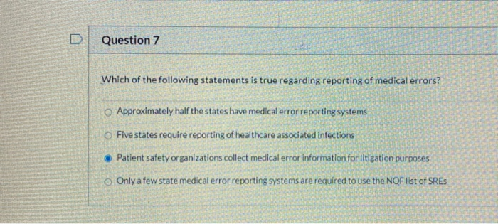 Which Of The Following Statements Is True Regarding Patient Information Solved Question 7 Which of the following statements is true | Chegg.com
