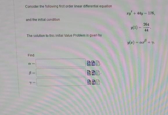 Solved Consider The Following First Order Linear