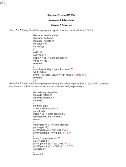 Solved Operating Systems (CS 330) Assignment 3 Questions | Chegg.com