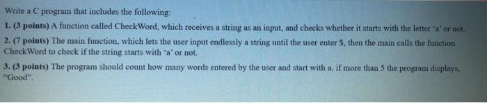 Solved Write a C program that includes the following: 1. (3 | Chegg.com