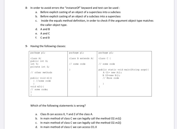 Solved 5 Having The Following Classes Class A Class B Chegg Com