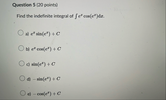 Solved Question 5 (20 ﻿points)Find the indefinite integral | Chegg.com