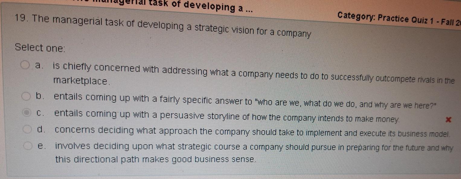 Solved task of developing a ... 19. The managerial task of | Chegg.com