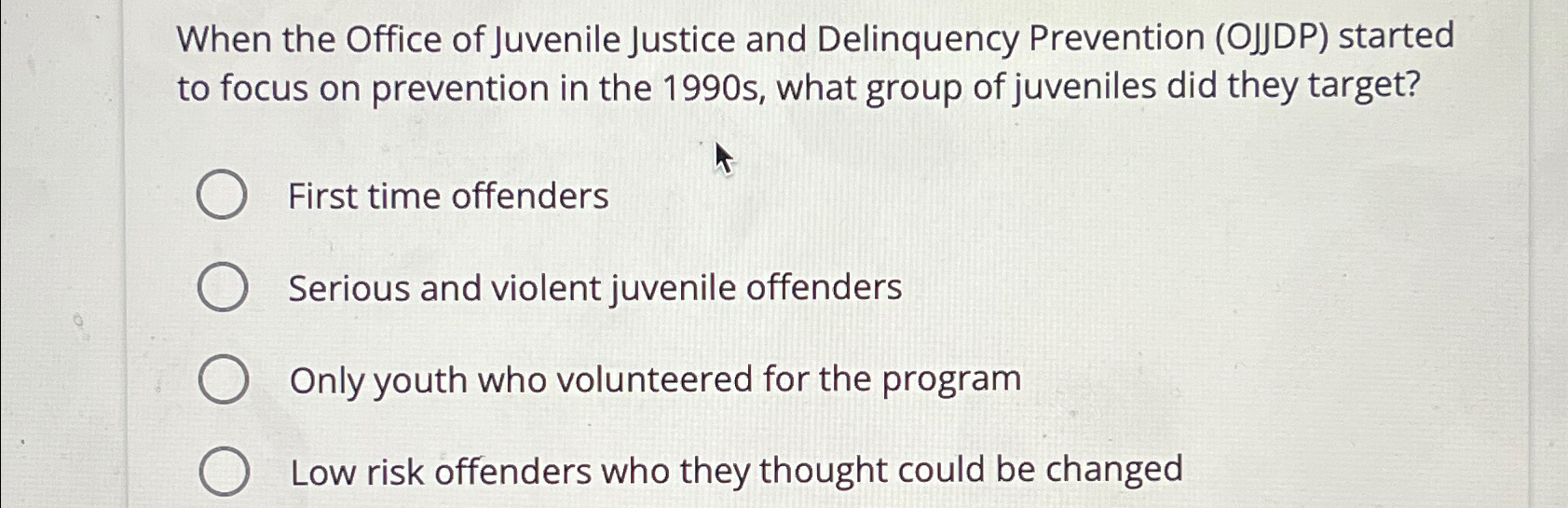 Solved When The Office Of Juvenile Justice And Delinquency | Chegg.com