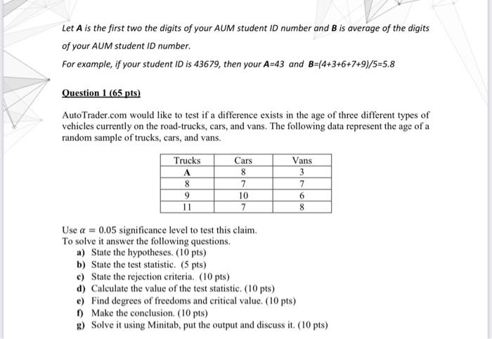 Solved Let A is the first two the digits of your AUM student | Chegg.com