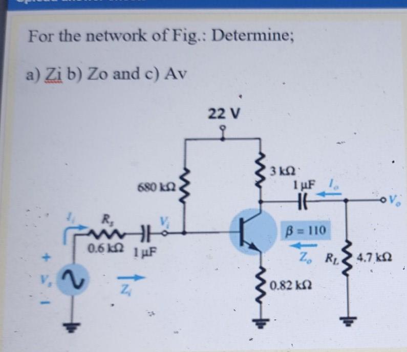 Solved For the network of Fig.: Determine; a) Zib) Zo and c) | Chegg.com
