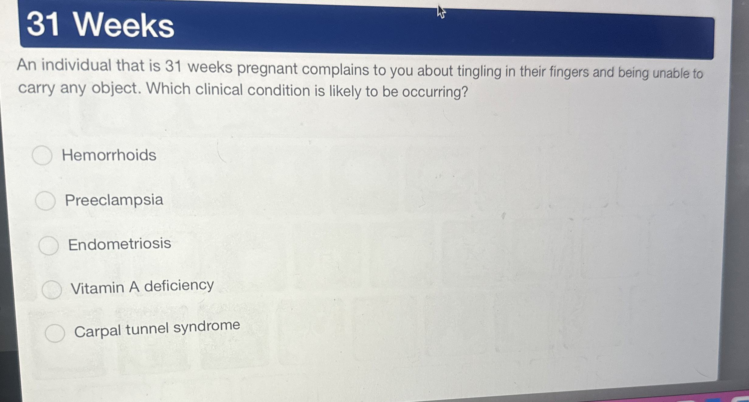 31 ﻿WeeksAn individual that is 31 ﻿weeks pregnant