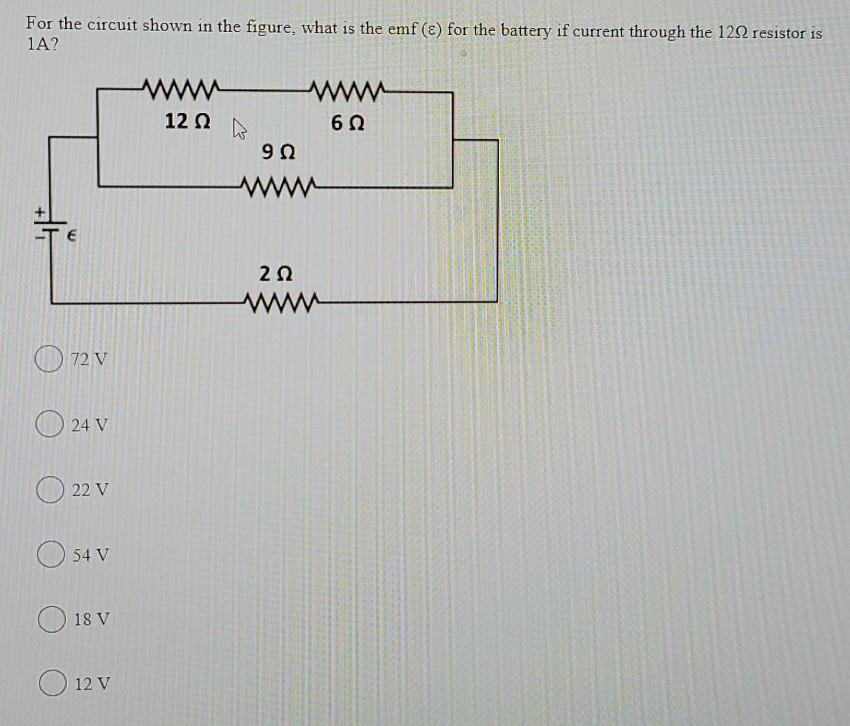Solved For the circuit shown in the figure, what is the emf | Chegg.com