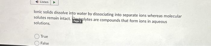 Solved lonic solids dissolve into water by dissociating into | Chegg.com