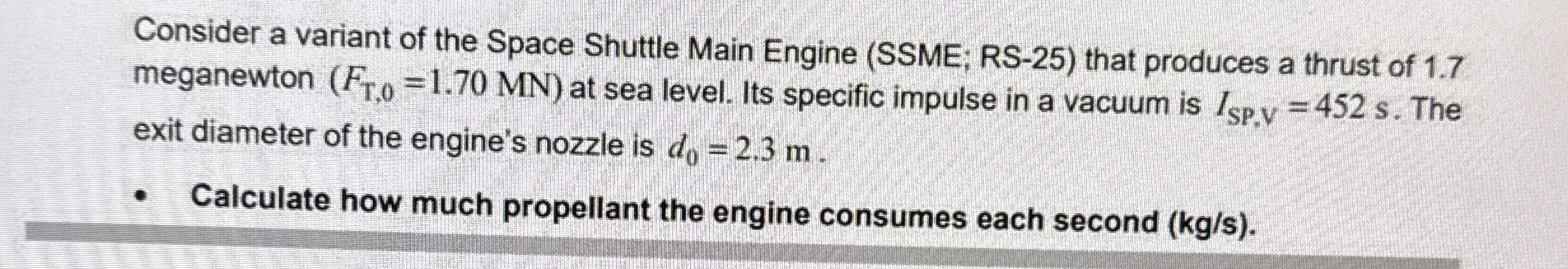 Solved Consider a variant of the Space Shuttle Main Engine | Chegg.com