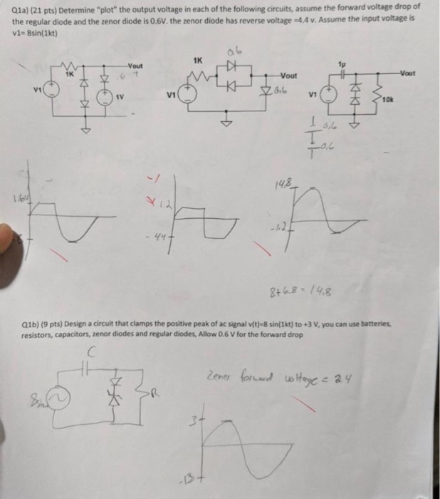 Solved Q1a) (21 pts) Determine "plot" the output voltage in | Chegg.com