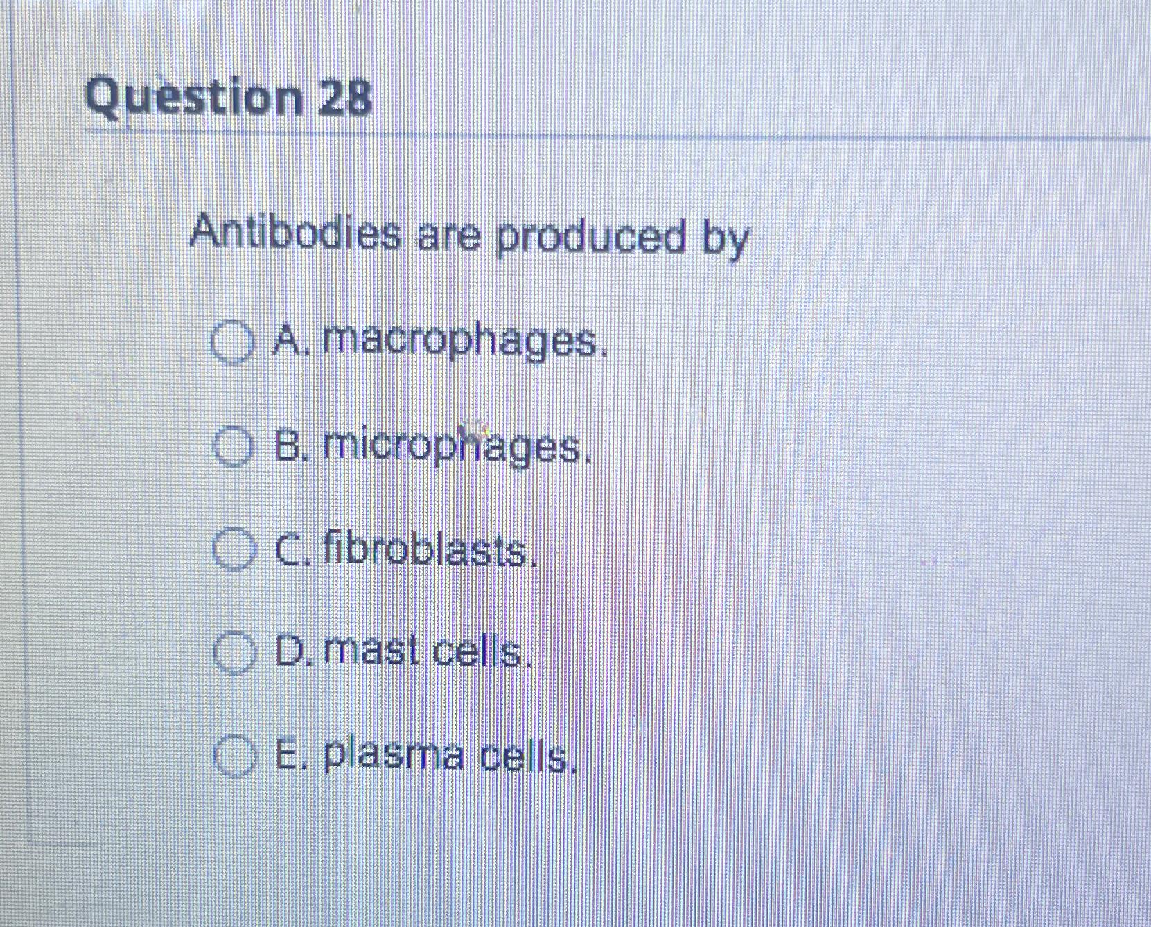 Solved Question 28Antibodies are produced byA. | Chegg.com